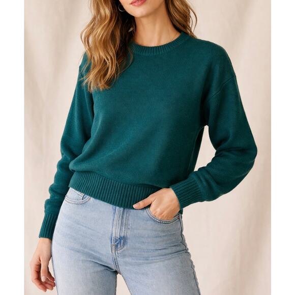 Essential Elements Sweaters - Vintage Hunter Green Sweater XS | Minimalist Crewneck Knit Normcore Grandpa Core